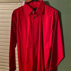 Men’s red J Ferrar button down dress shirt slim fit neck 16/16.5 length 32/33